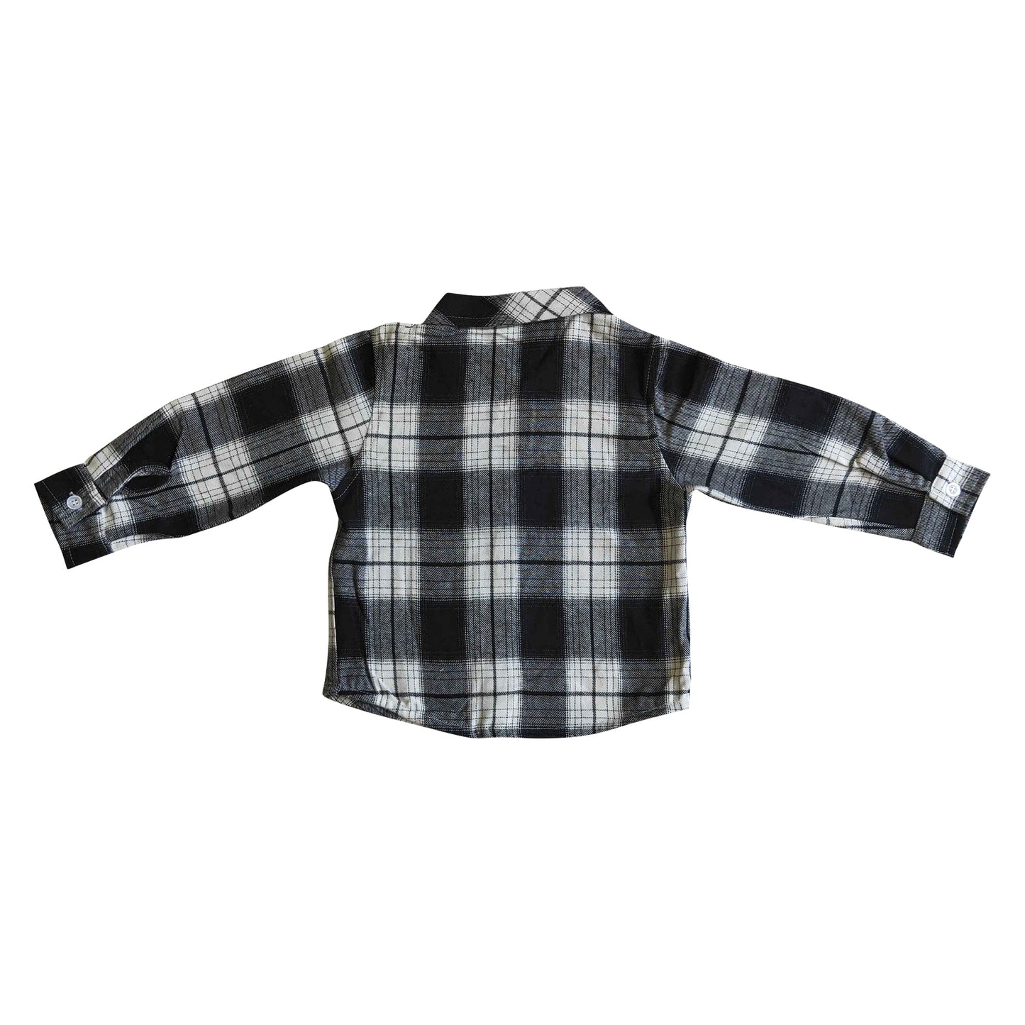 children's clothing boy flannel black white plaid button shirt for winter