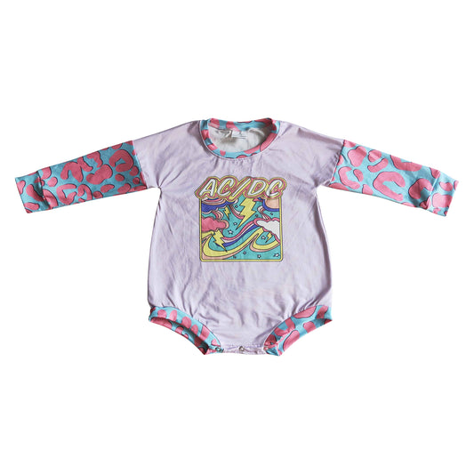 baby AC/DC pink leopard long sleeve romper