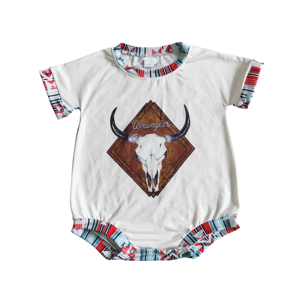 western skull aztec baby romper