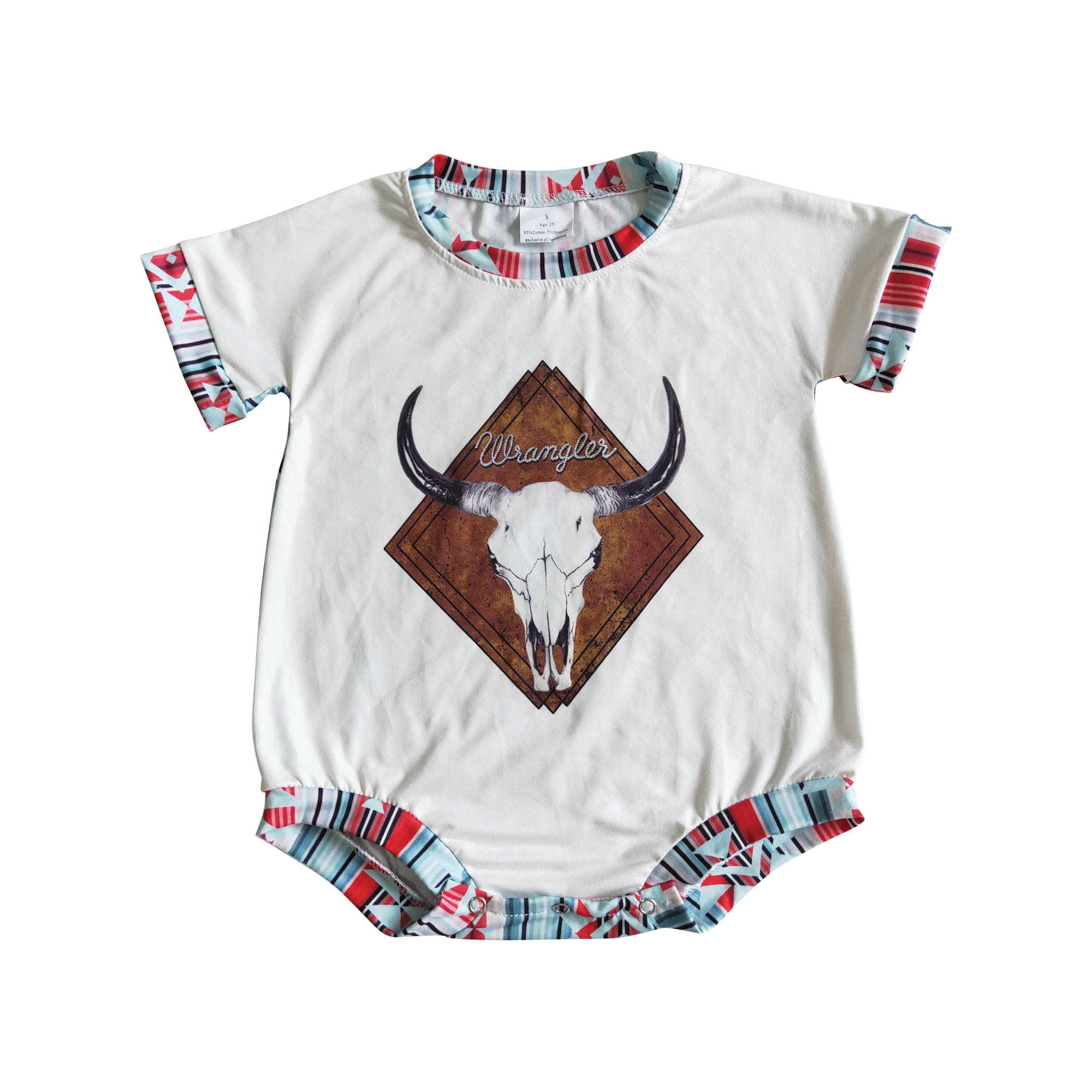 western skull aztec baby romper