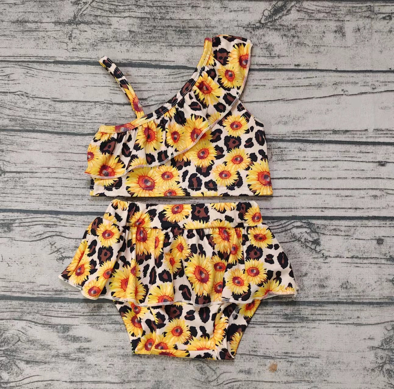 girl's swimsuit 2pcs sunflower swimwear outfit