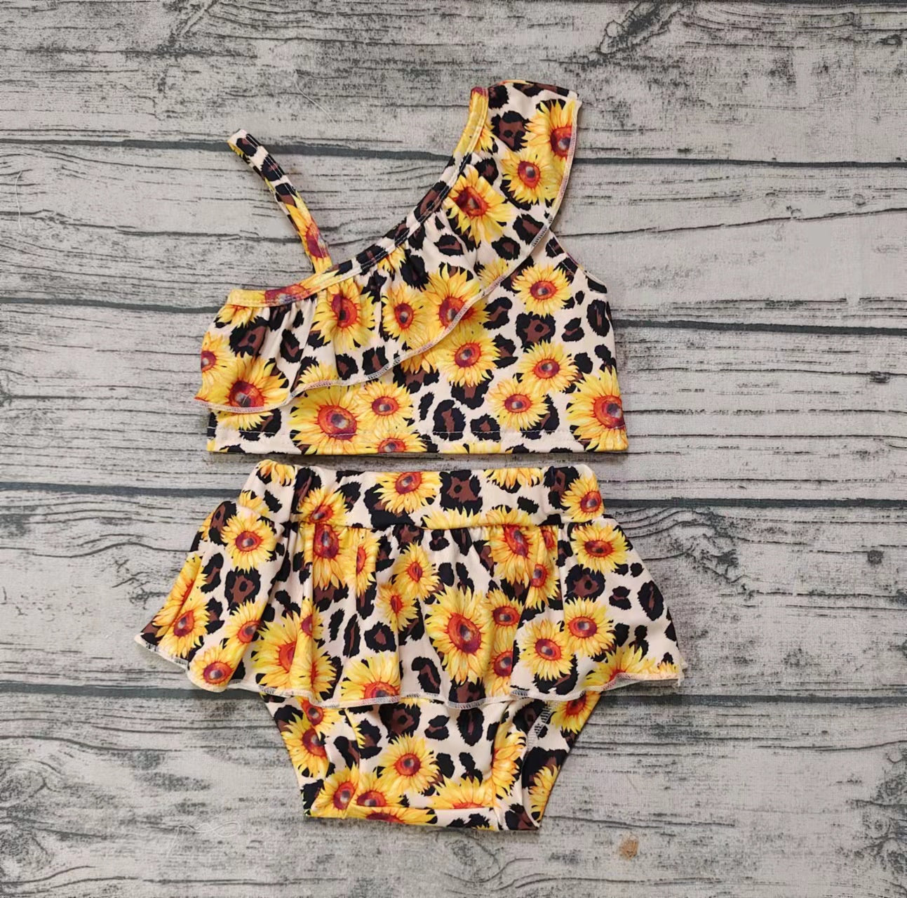 girl's swimsuit 2pcs sunflower swimwear outfit