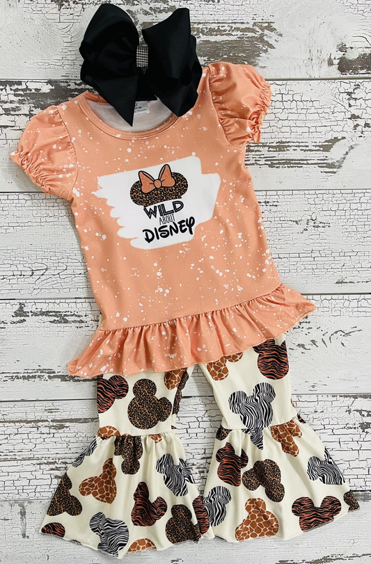 wild cartoon animal print bell bottom outfit girls clothes