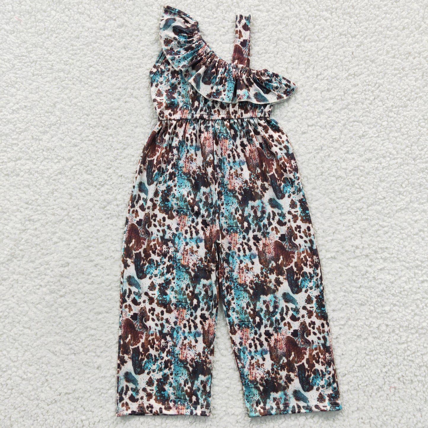 western cow print pants length jumpsuit