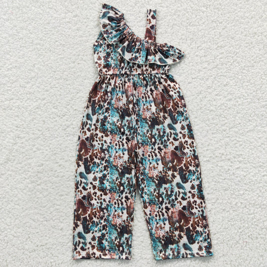 western cow print pants length jumpsuit