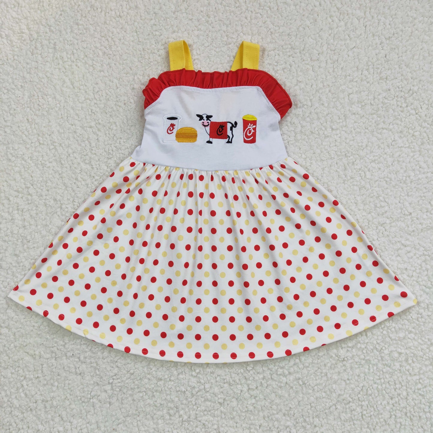 polk dots chick-fil-a embroidery twirl dress