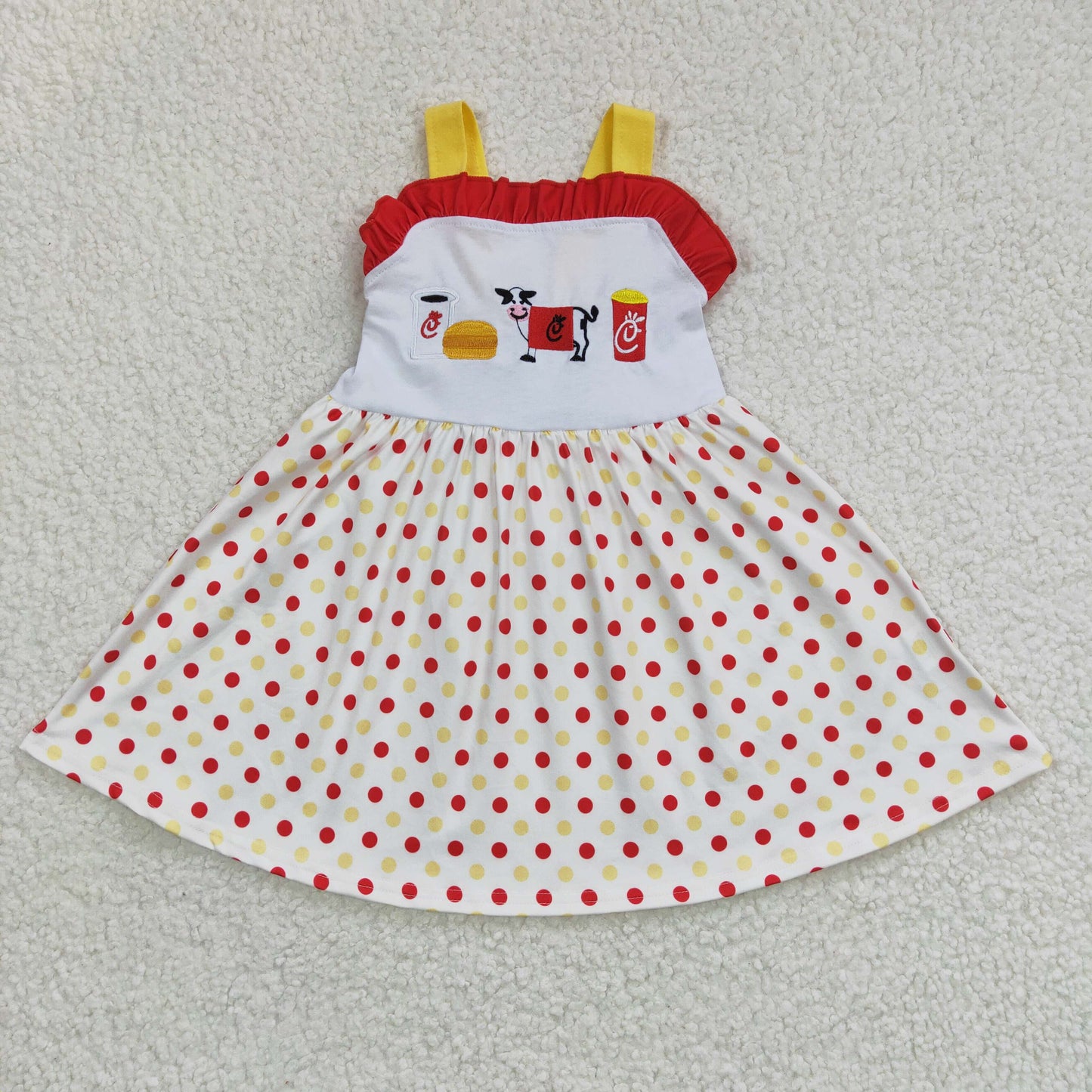 polk dots chick-fil-a embroidery twirl dress