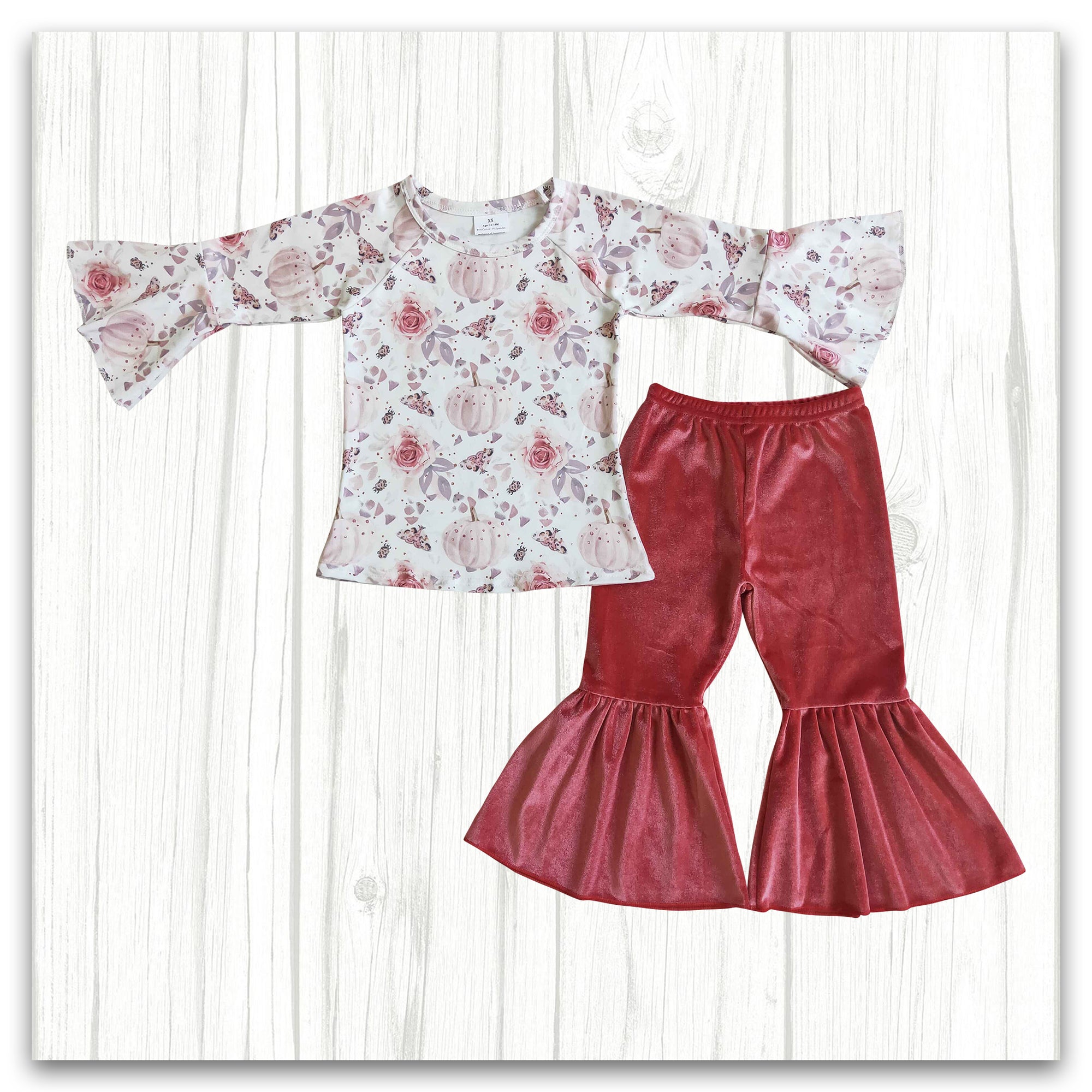 Rose Pumpkin Velvet Bells Set