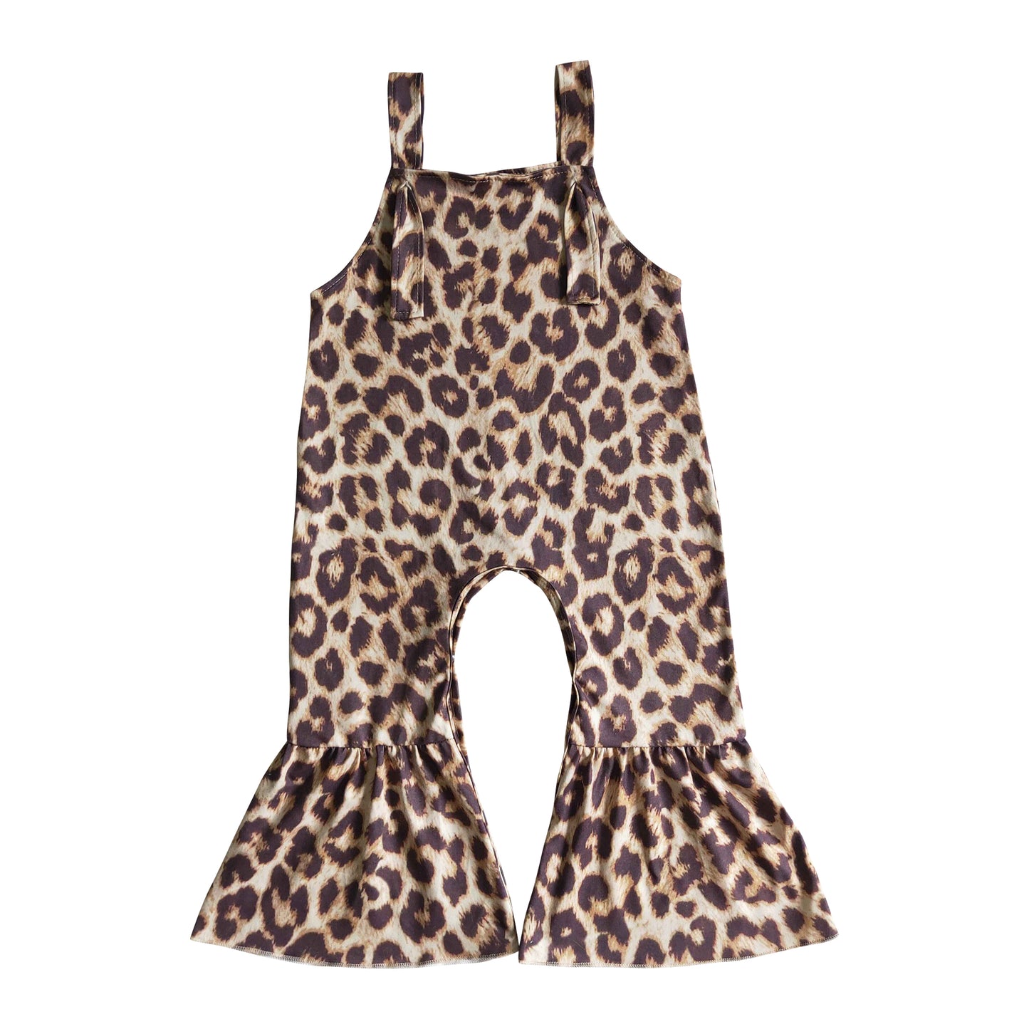 kids girl leopard strap ruffle romper