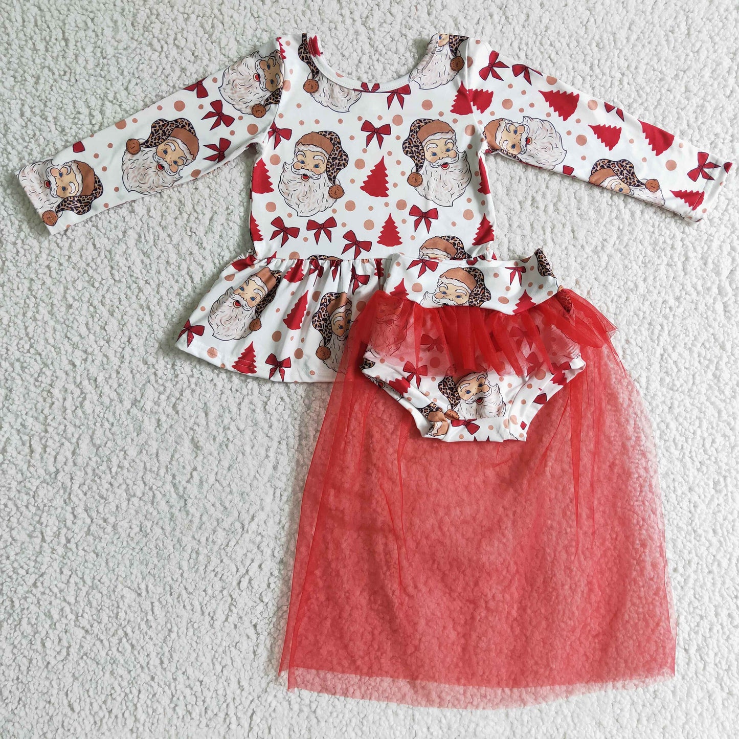 christmas santa print red tutu bummie clothing for baby girl