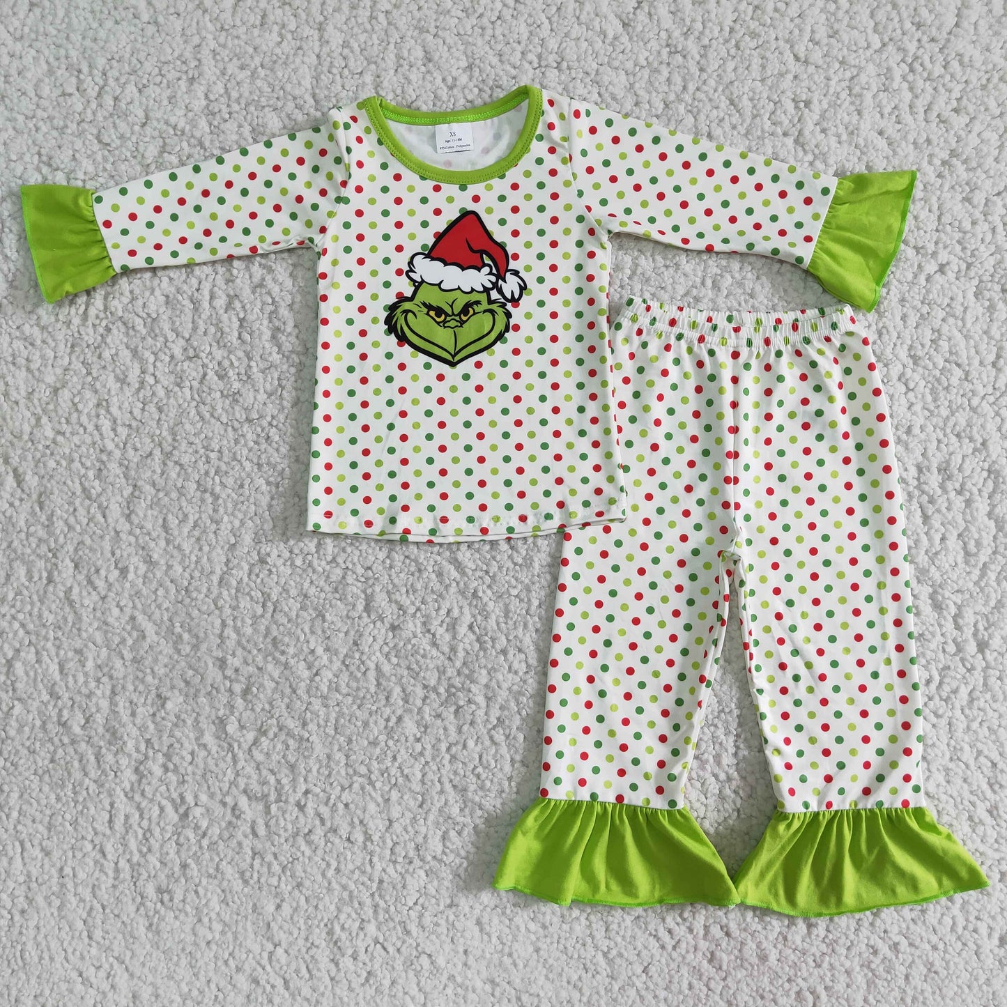 Dots Ruffle Pajamas for Christmas Girl