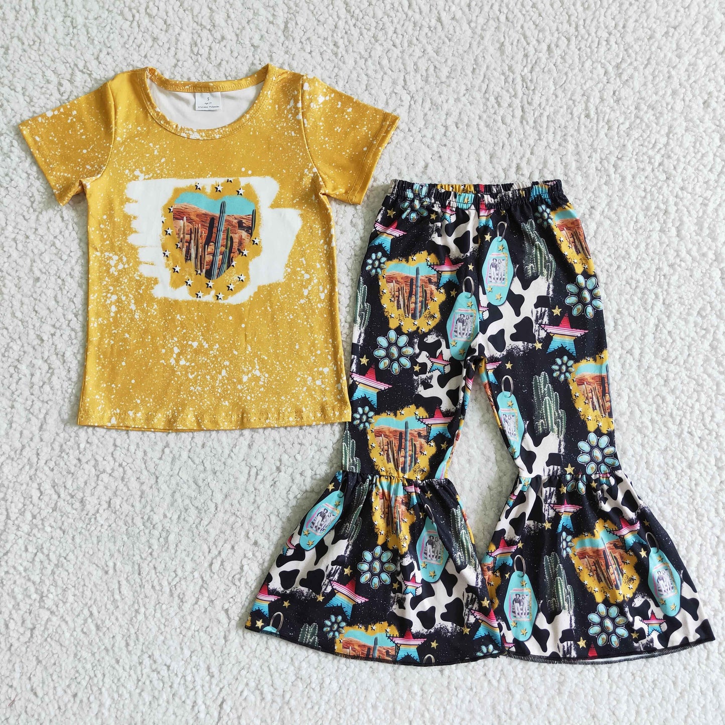 western girl's cactus pants set outfit