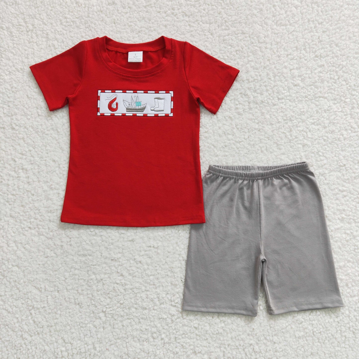 sail embroidery shorts set boy