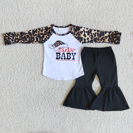 Leopard Santa Baby Black Bells Outfit 6 A17-30