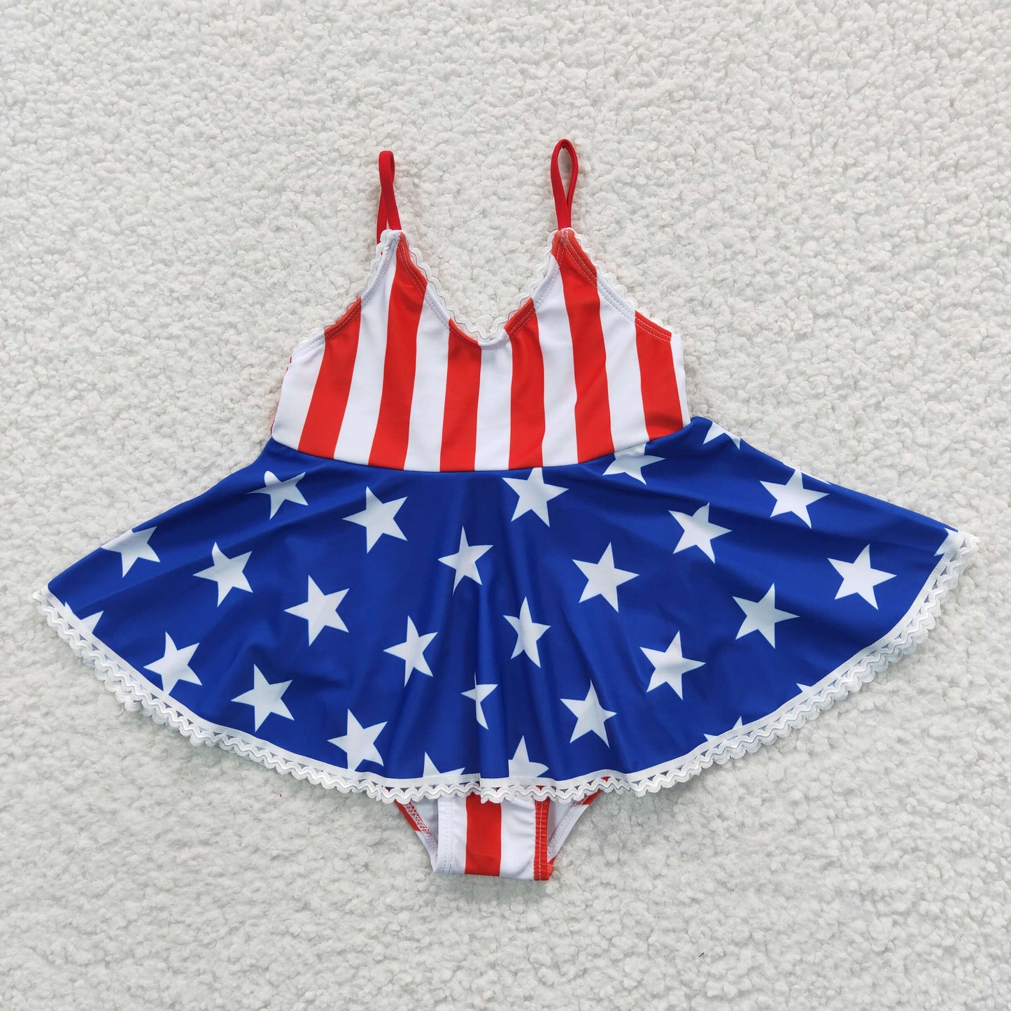 Stars & Stripes Girls USA Flag Print One-Piece Swimsuit