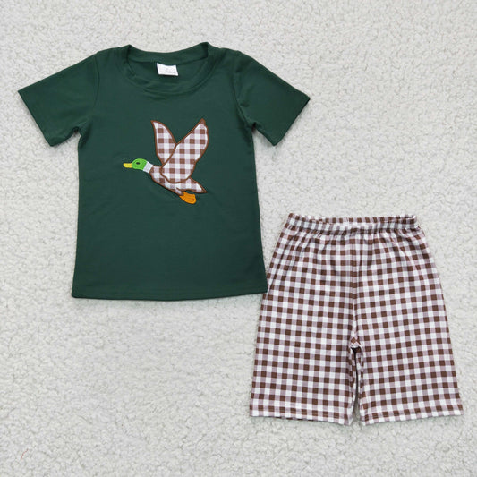 duck embroidery outfits boy's summer clothing