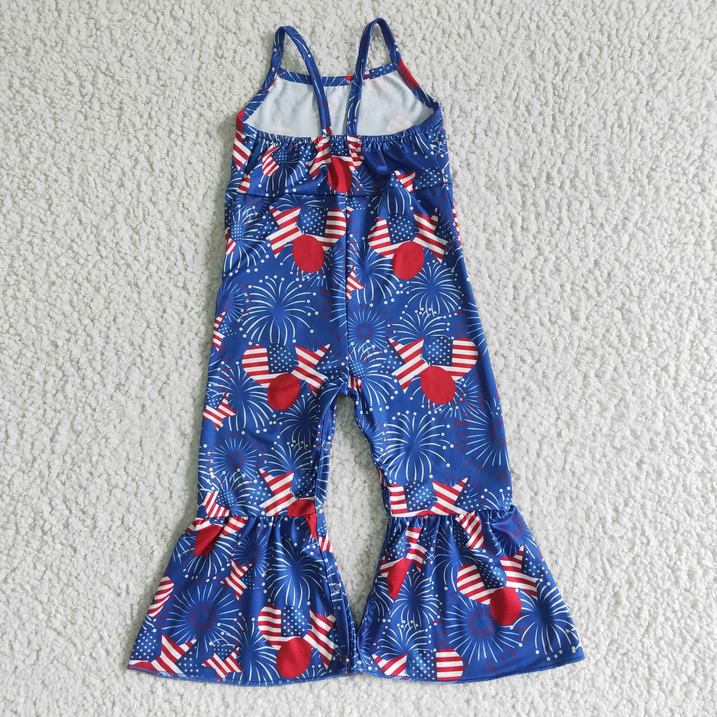 Hooray For The USA Red White & Blue Stars Girls 4th Of July Jumpsuit