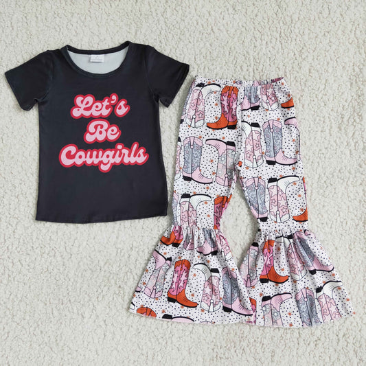 let's be cowgirl boots outfit pants set for baby girl