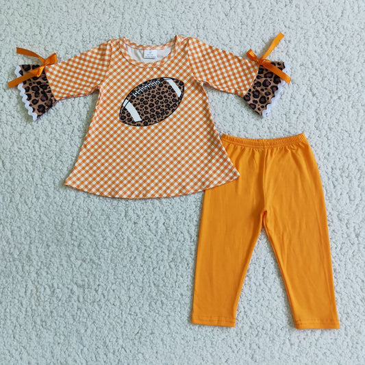 Orange Football Cotton Legging Set