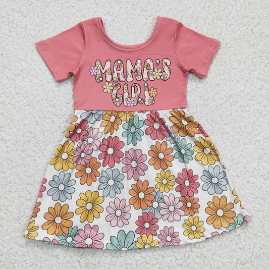 pink short sleeve floral dresses mama's girl