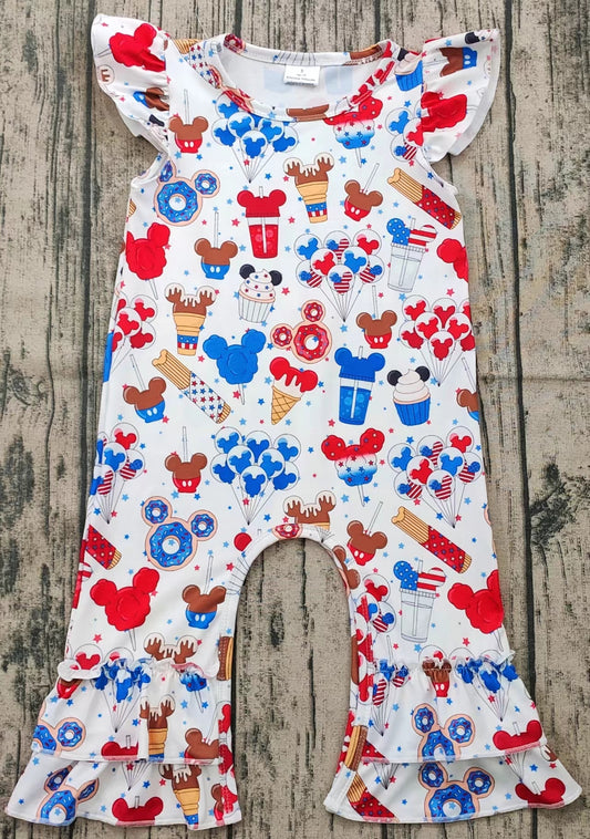 4th of july mouse snacks ruffle romper girl