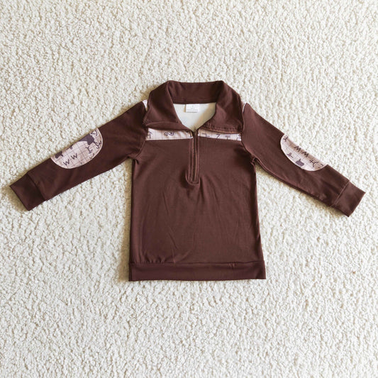 brown cattle zip top clothing for boy