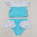 white blue princess swimsuit girl summer clothing