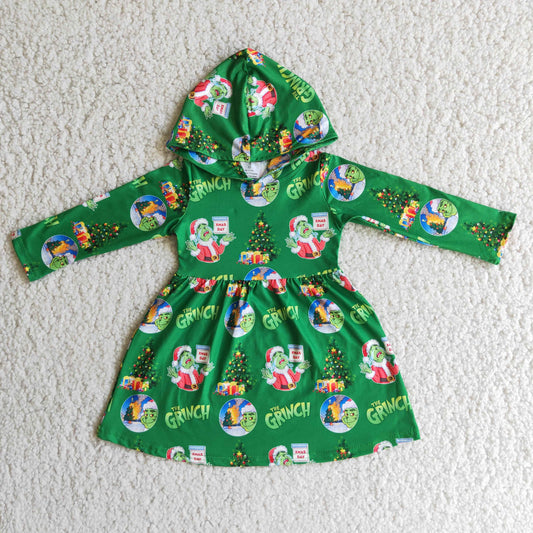 Girl Green Hoodie Top Dress for Christmas