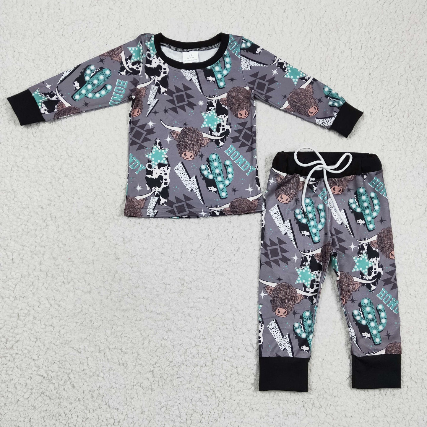 trendy western teal and gray boys pajama