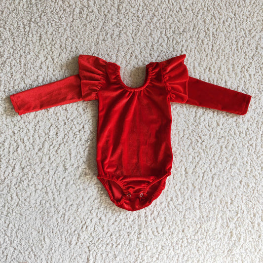 red velvet long sleeve romper baby clothing