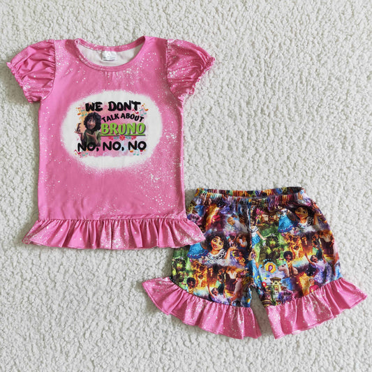 pink magical movie girl shorts set
