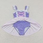 Tangled Hair Pink & Purple Princess One Piece Girls Swimsuit