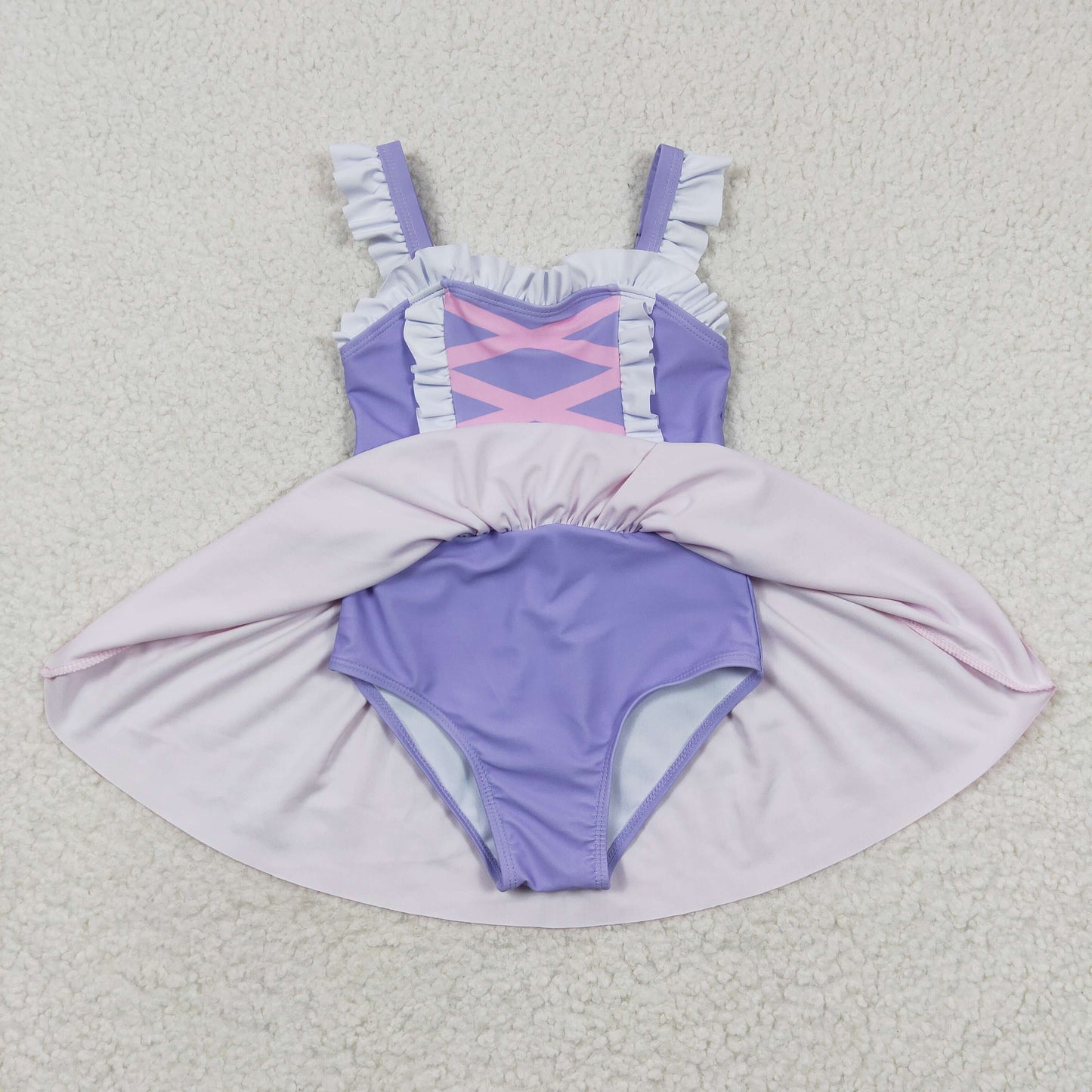 Tangled Hair Pink & Purple Princess One Piece Girls Swimsuit