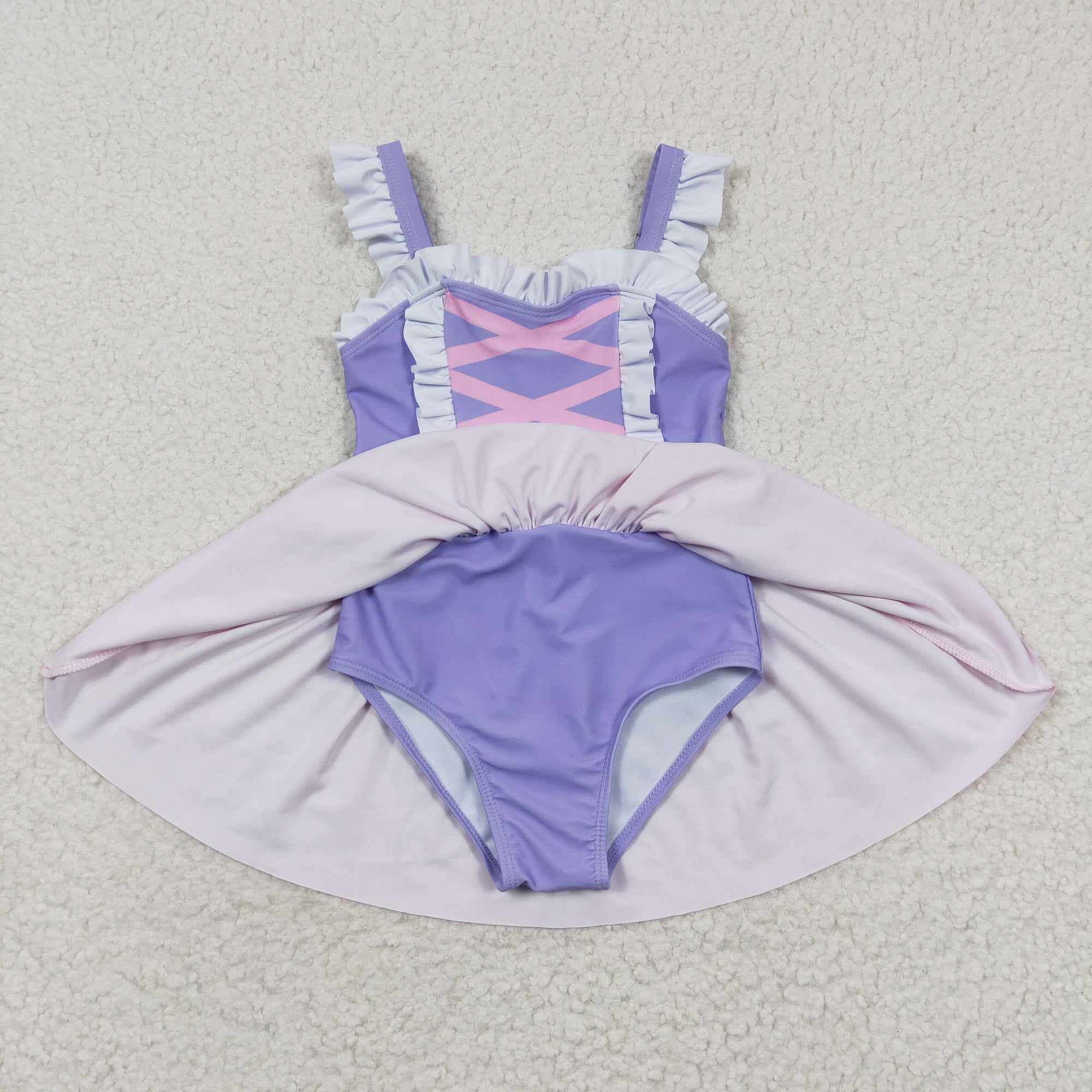 Tangled Hair Pink & Purple Princess One Piece Girls Swimsuit