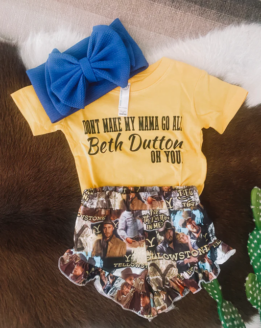 beth dutton girl shorts set
