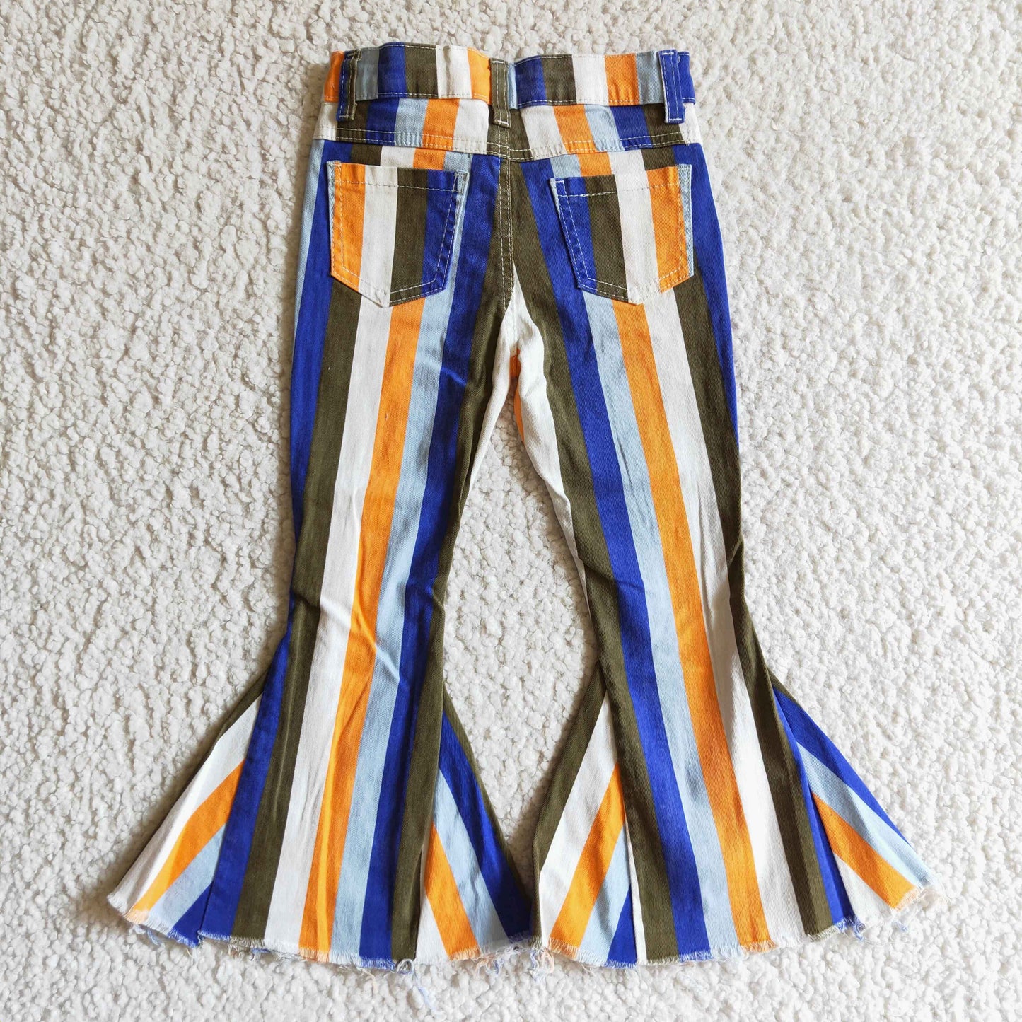 colored striped denim flare jeans pants