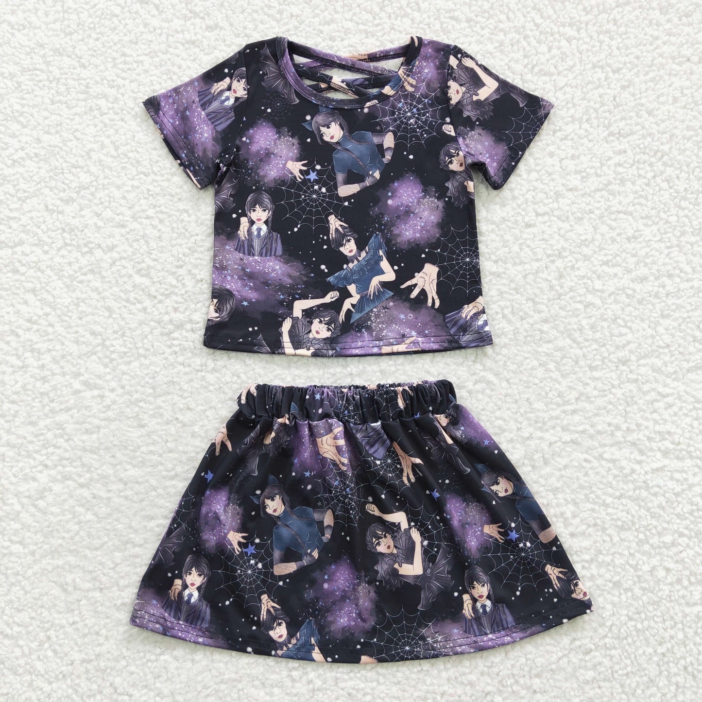 wednesday skirt outfit little girl clothes set