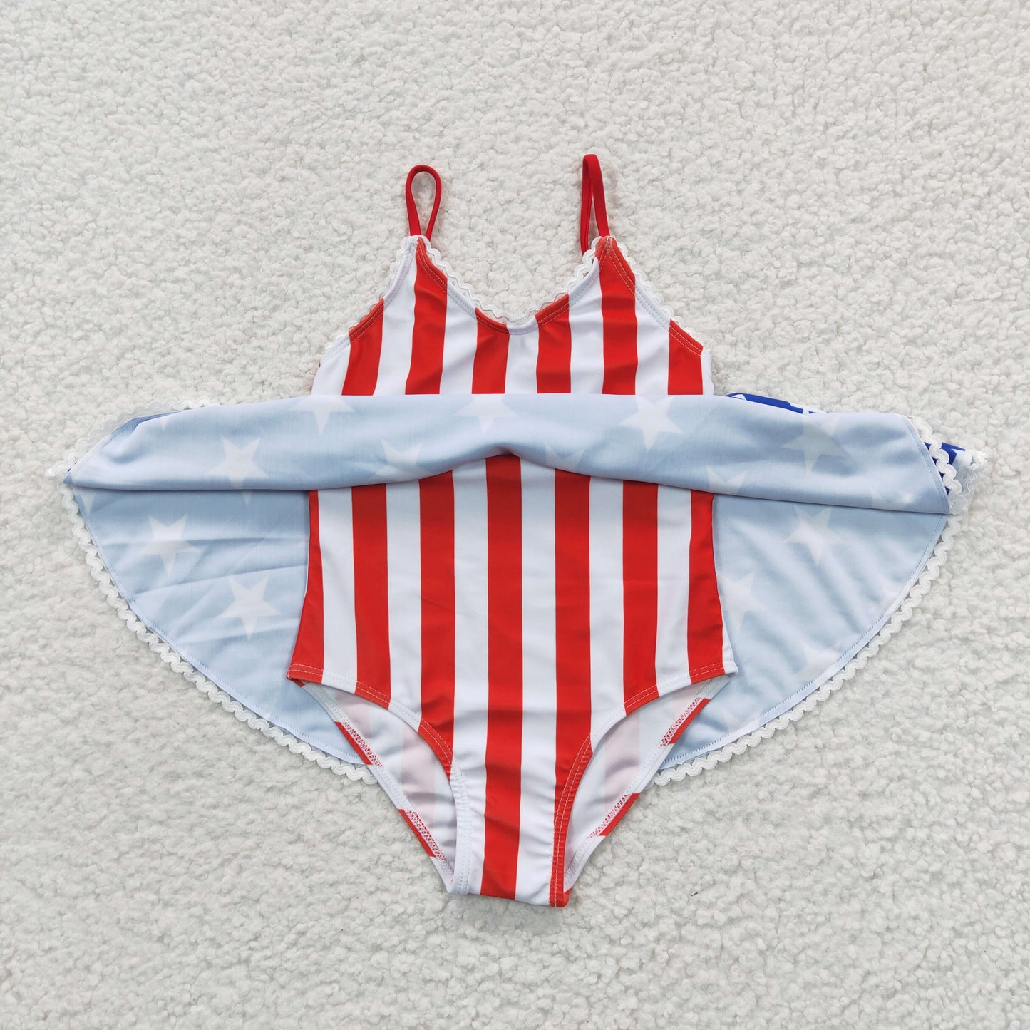 Stars & Stripes Girls USA Flag Print One-Piece Swimsuit