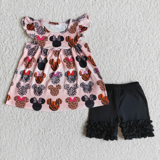 girl’s outfit black shorts set summer
