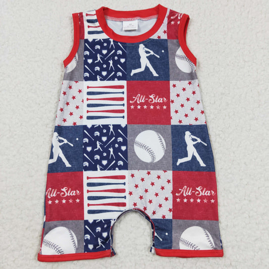 baby boy baseball sleeveless romper