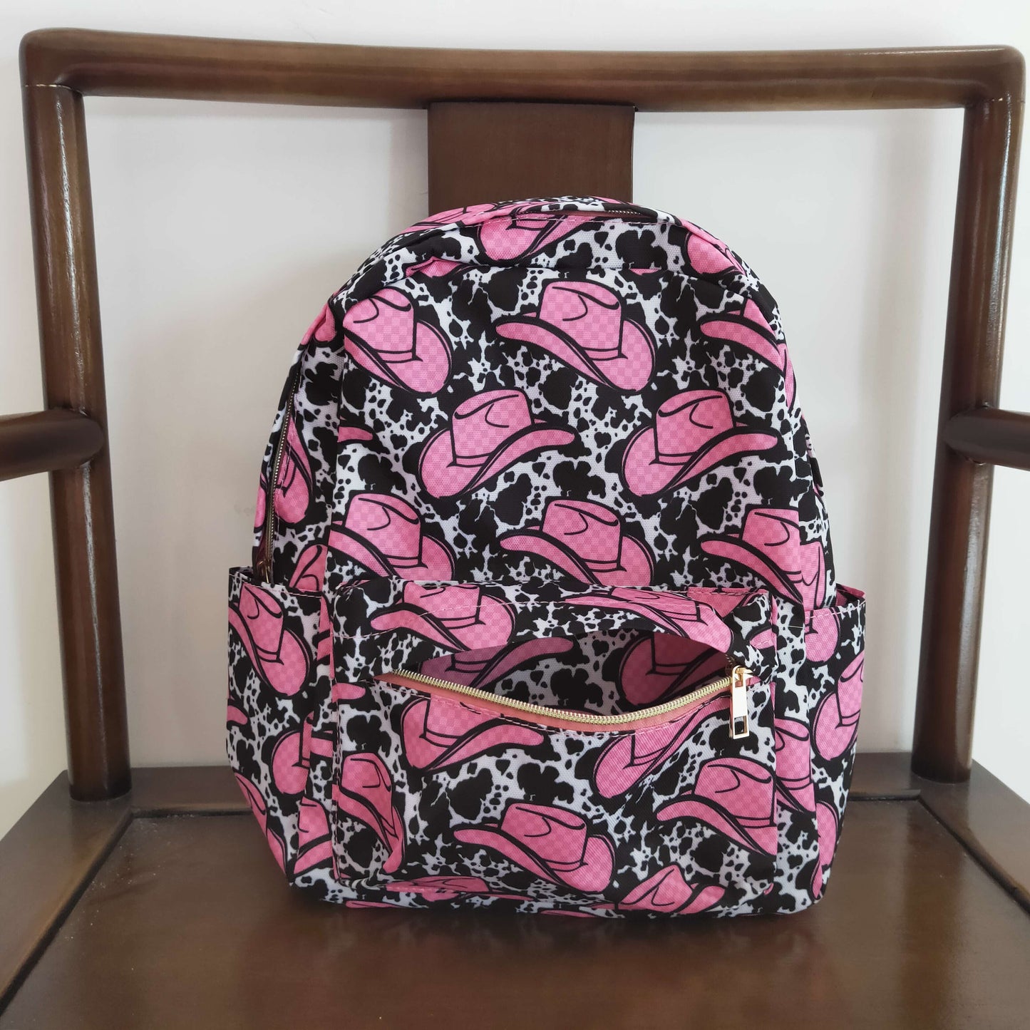 western cowgirl hat print bag backpack