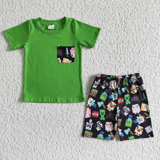 game creeper shorts set boys outfit