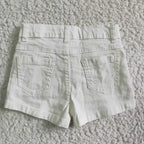 girl's clothing fashion white ruffle denim shorts