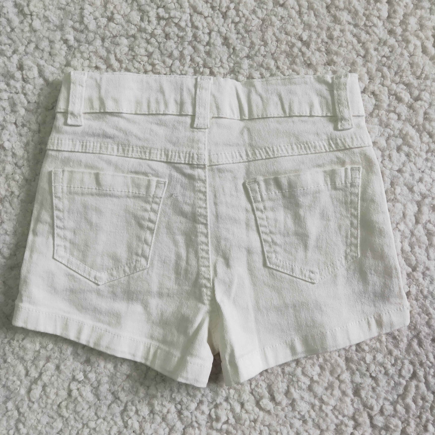 girl's clothing fashion white ruffle denim shorts