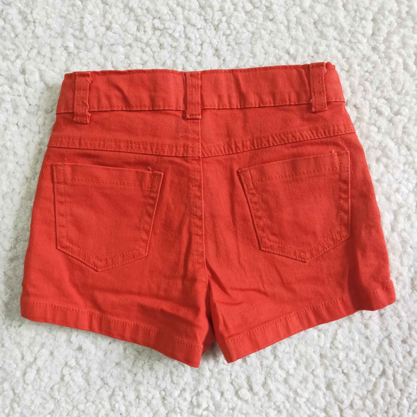 girl's clothing fashion orange ruffle denim shorts