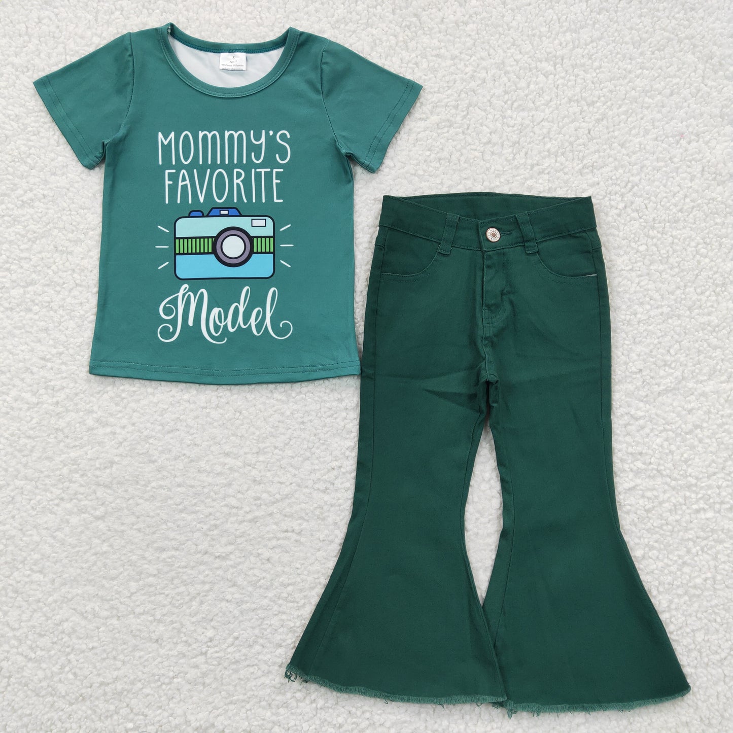 green shirt denim pants set outfits