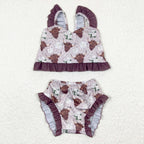 2pcs swimsuit western girl summer clothing highland cow