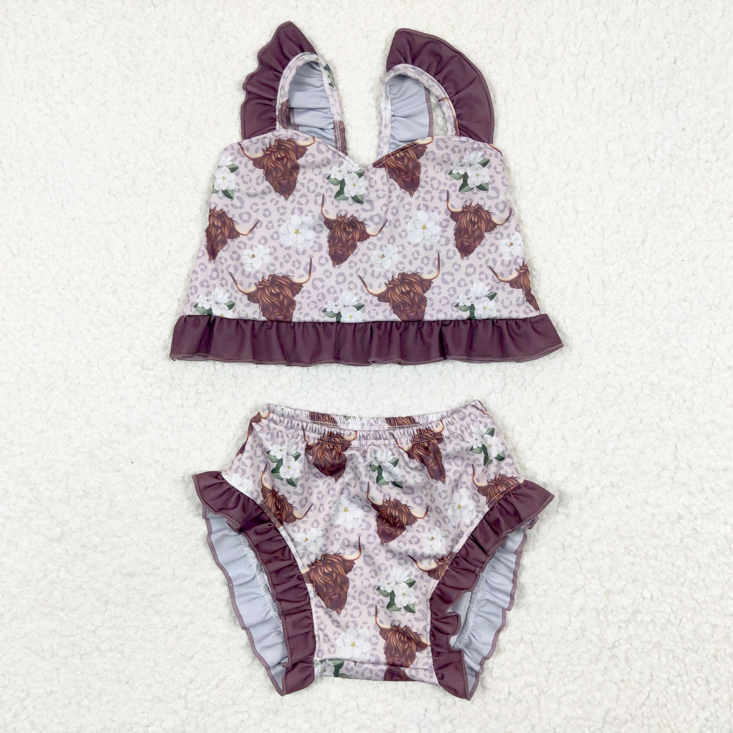 2pcs swimsuit western girl summer clothing highland cow