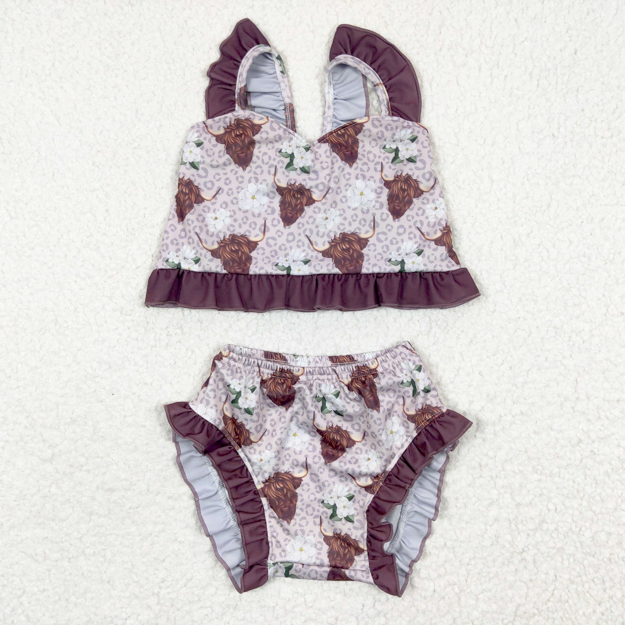 2pcs swimsuit western girl summer clothing highland cow