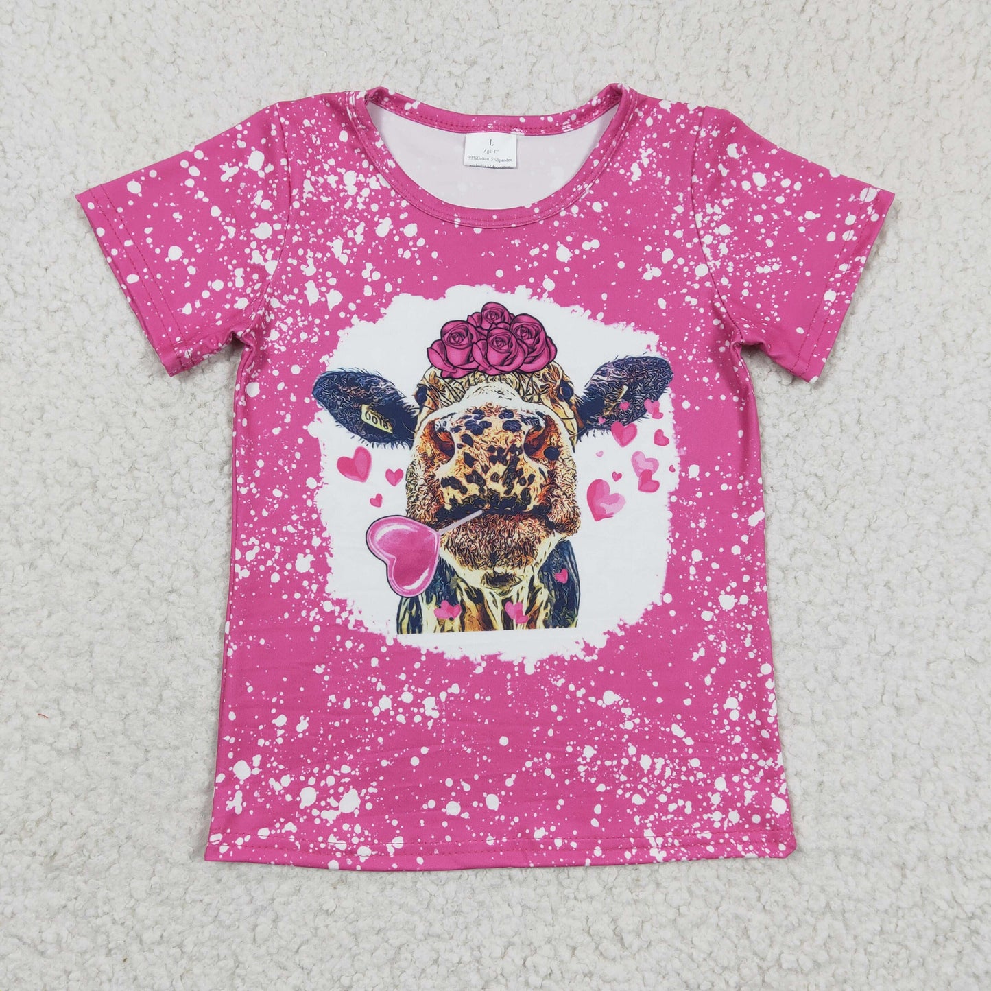 girl hot pink t-shirt valentine cow